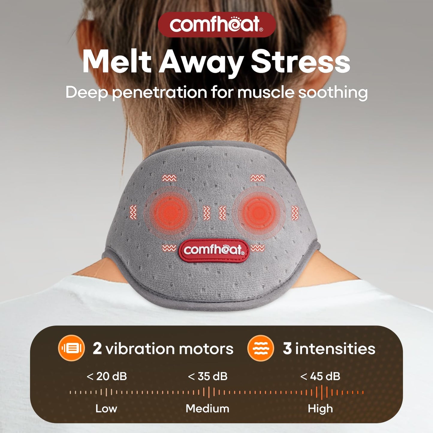 Portable Neck Heating Pad with Vibration Massage for Pain Relief, Rechargeable Heated Neck Wrap for Soreness Stiffness, 3 Heat Levels & Vibrations, Auto-Off, 3000mAh Battery Included