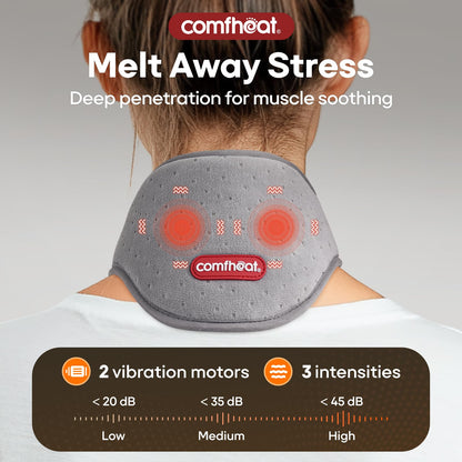 Portable Neck Heating Pad with Vibration Massage for Pain Relief, Rechargeable Heated Neck Wrap for Soreness Stiffness, 3 Heat Levels & Vibrations, Auto-Off, 3000mAh Battery Included