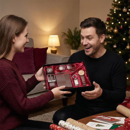 CXLZENGH Premium 6-Piece Men’s Gift Set — Belt, Wallet, Watch, Sunglasses, Keyring and Pen — A luxurious birthday/Christmas gift for dad, husband or boyfriendCoffee Brown