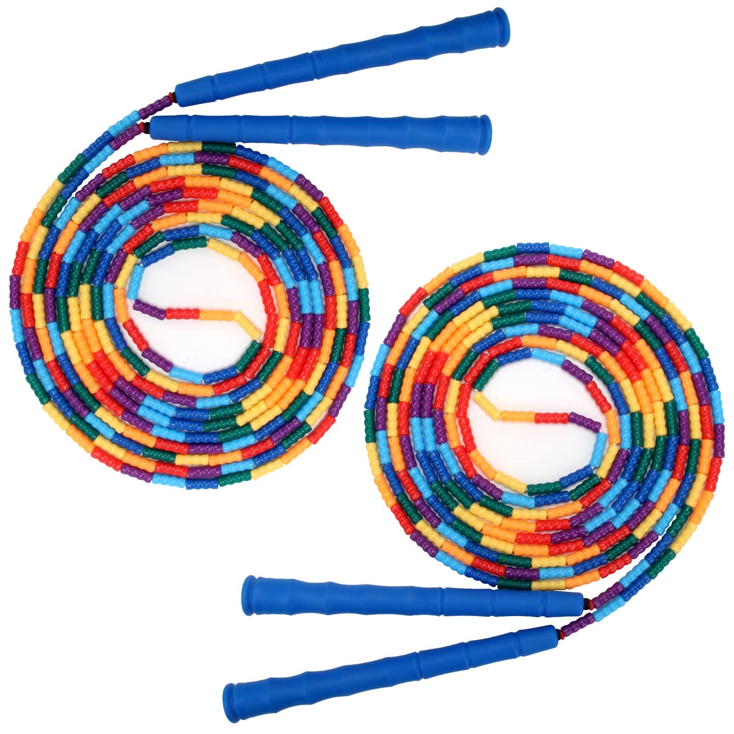 Coolrunner 16 FT Long Jump Rope(2 PACK), Double Dutch Jump Ropes, Soft Beaded Skipping for Kids Adults, Plastic Segmented Long Enough for 4-5 Jumpers