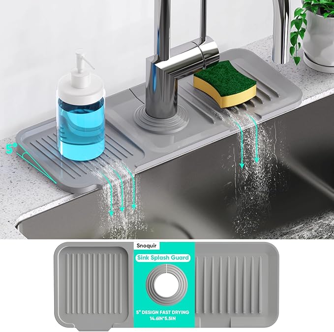 14.6'' Faucet Mat for Kitchen Sink Kitchen Sink Splash Guard Silicone Kitchen