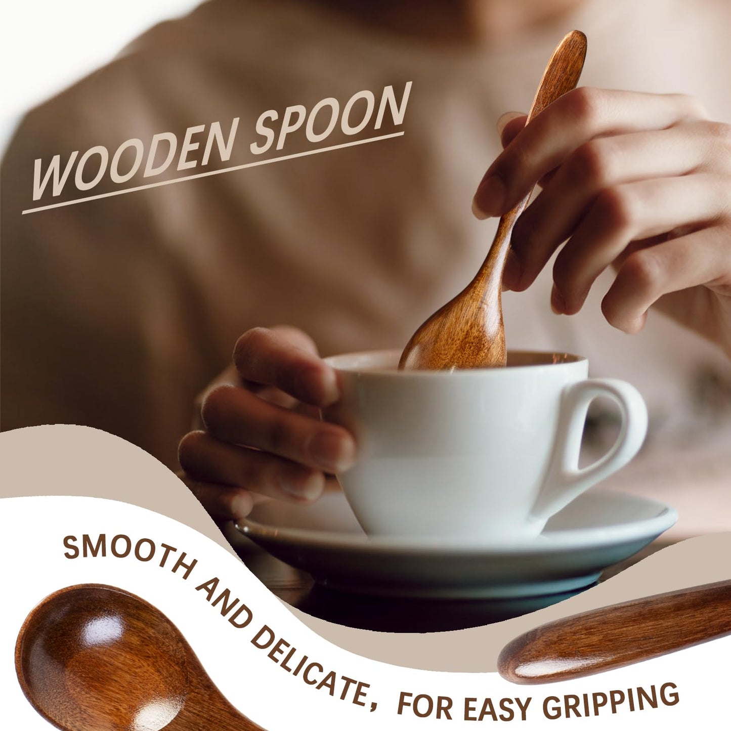 Hefild 7 PCS 5.78 Inch Small Wooden Spoons and 6 PCS 6.7 Inch Small Wooden Spoons for Soup