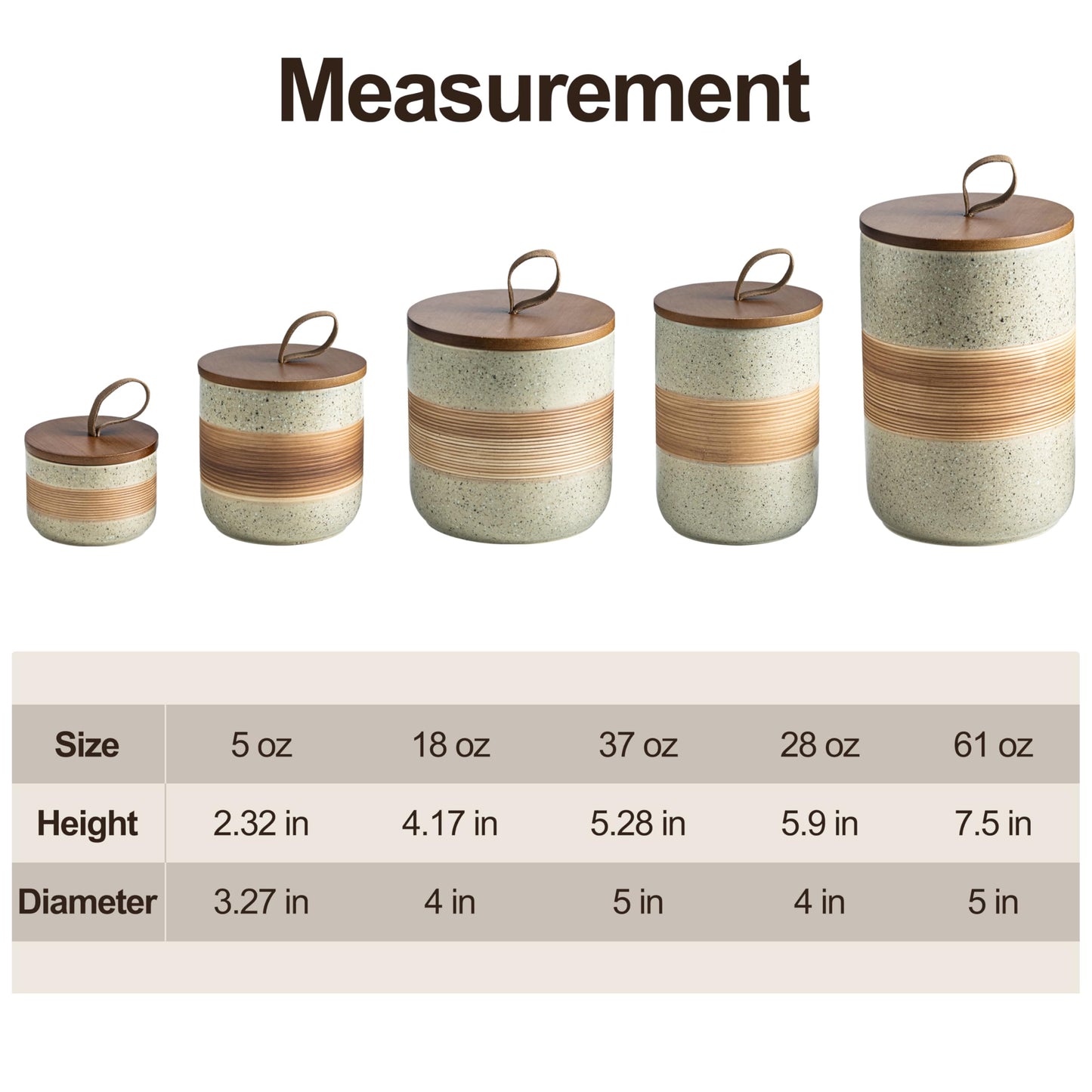 Miamolo Small Ceramic Jar with Lid, Coffee Canister Coffee Container Kitchen Food Storage Jars for Spice Sugar Tea Bag, Stackable Decorative Jars for Countertop, 5 fl.oz