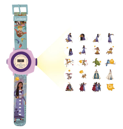 LEXIBOOK, Disney Wish - Adjustable Projection Watch Digital Screen - 20 Images of The Movie Wish - for Children - DMW050WI