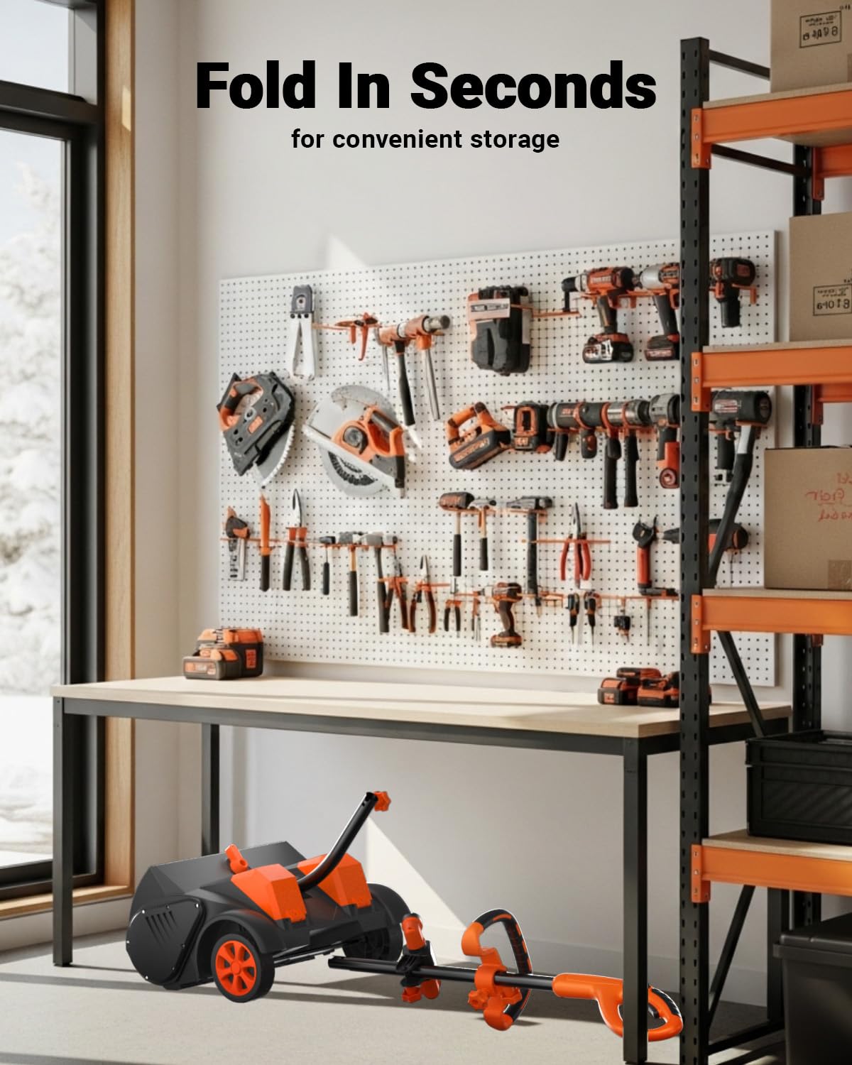 VOLTASK Cordless Snow Shovel with Wheels, 48V | 16-Inch | 4-Ah Brushless Cordless Snow Blower, Battery Snow Blower with Directional Plate & LED Lights (2 * 24V Battery & Dual Quick Charger Included)