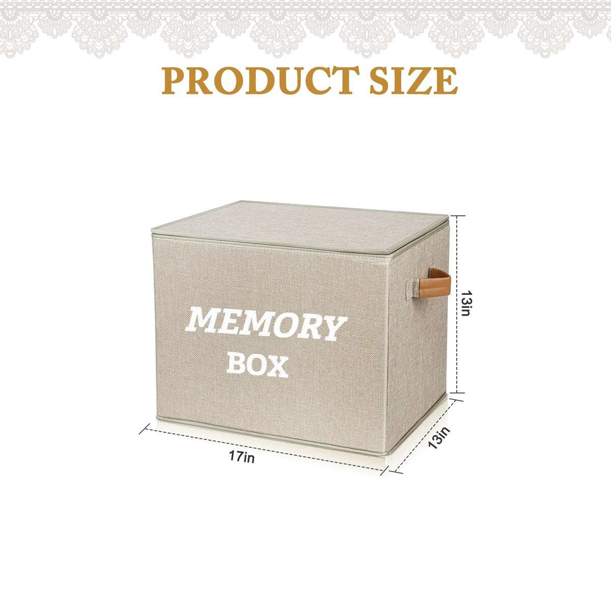 Lukeline Memory Box for Keepsake, Decorative Keepsake Bin with Handles,Memory Box Keepsakes Gift for Anniversary, Wedding, Birthday, Valentines Day