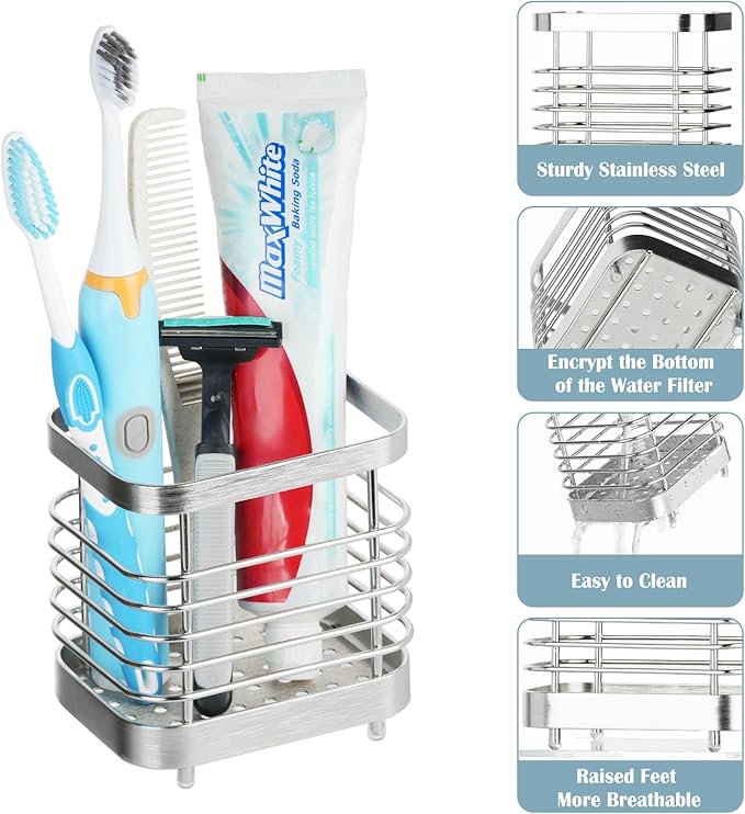 MYITYARD Toothbrush Holder for Bathroom, Stainless Steel Ventilated Electric