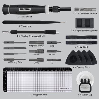 STREBITO Precision Screwdriver Set, 153 in 1 Electronics Tool Kit with Case, 140 PCS Magnetic Precision Bits - Computer, Laptop, iPhone, Macbook, PC, Game Controller, RC, Electronics, Phone Repair Kit