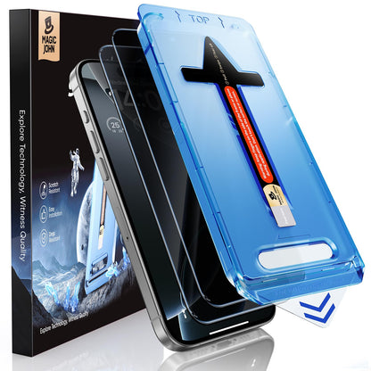 MAGIC JOHN 2 Pack for iPhone 16 Pro Max 6.9 inch Privacy Tempered Glass Screen Protector, Bubble Free, Easy Installation, Auto Dust-Elimination