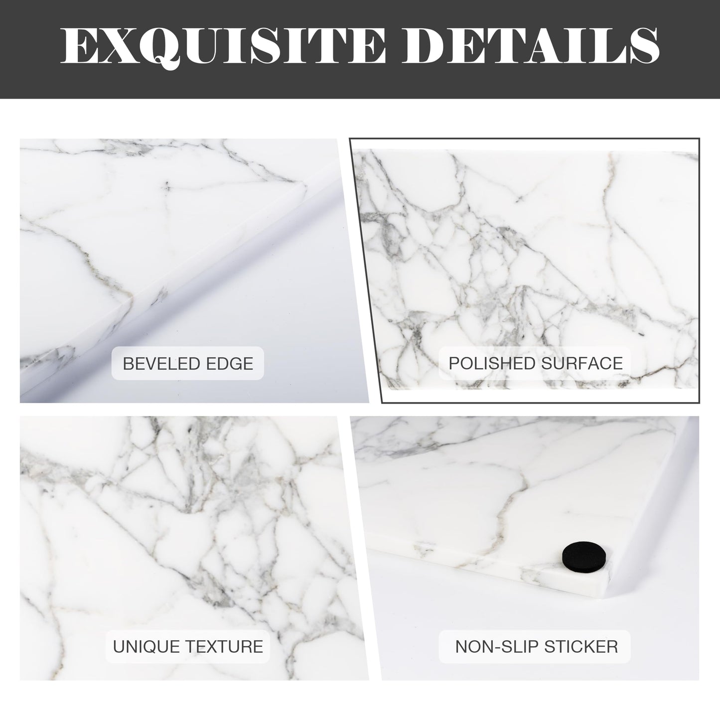 Natural Marble Board for Kitchen - 10" x 8" Stone Slab, Marble Cheese Pastry Board for Counter, Bathroom Trays, Serving Tray Jewelry Candle Plate (Arabescato)