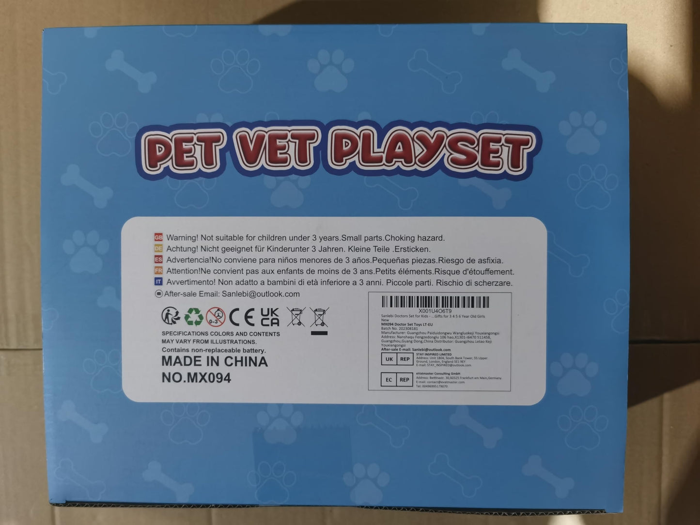 Sanlebi Doctors Set for Kids - Children Pet Vet Care Play Set with Doctor Costume, Plush Dog, Pretend Role Play Medical Kit Toys Gifts for 3 4 5 6 Year Old Girls (Blue)