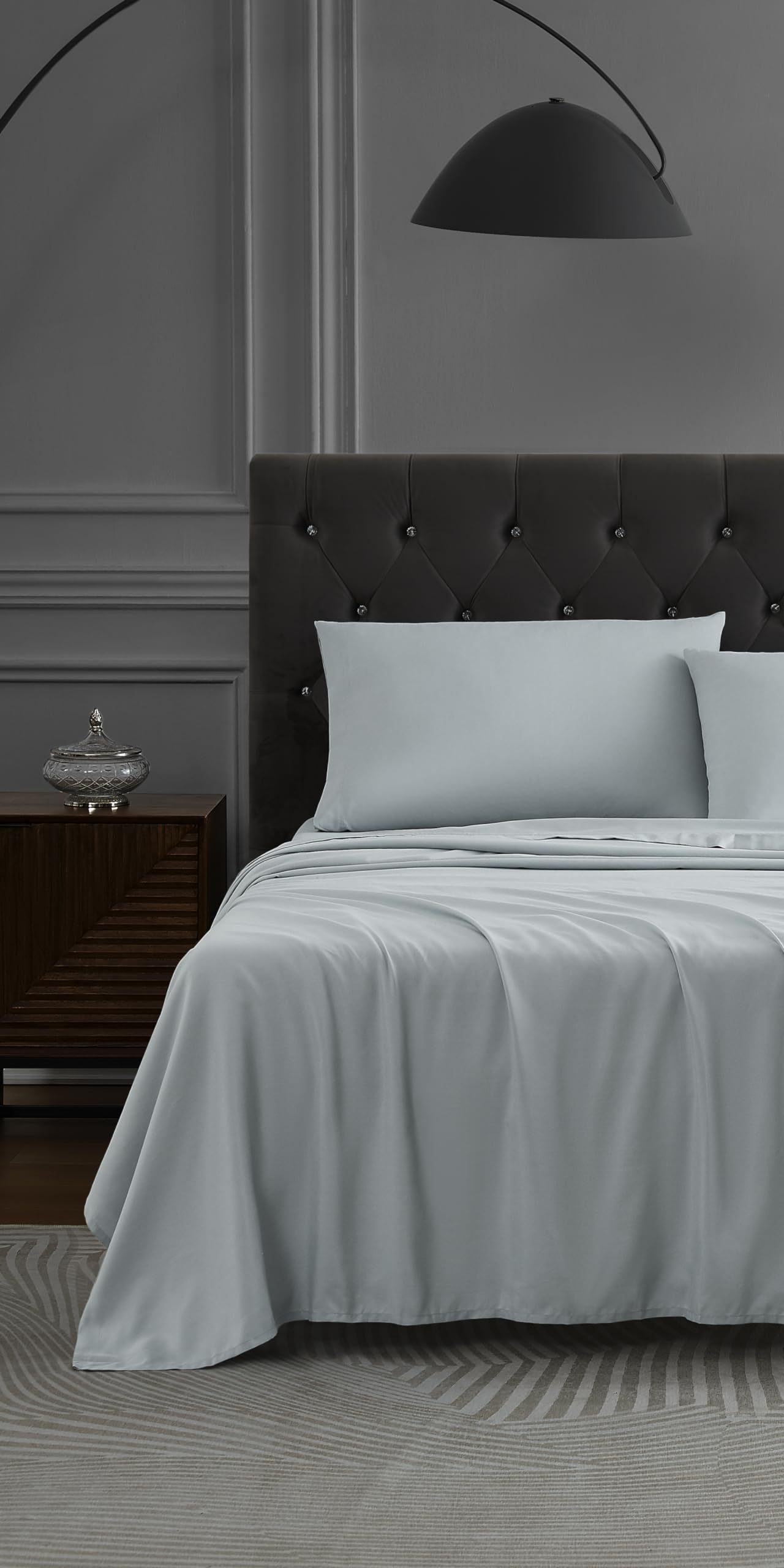 Linen Closet 4 Piece Sheet Set - Breathable, Brushed for Softness, Soft & Wrinkle Resistant, Up to 14" Deep-Pocket Sheets - Easy Care, Queen Size, Cloudy Gray