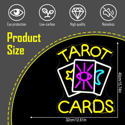 Tarot Cards Neon Sign Psychic Neon Sign for Wall Decor Tarot Cards Led Sign Tarot Neon Signs Psychic Reader Shop Sign Dimmable Neon Light Up Signs for Psychic Tarot Room Wall Decor Gifts