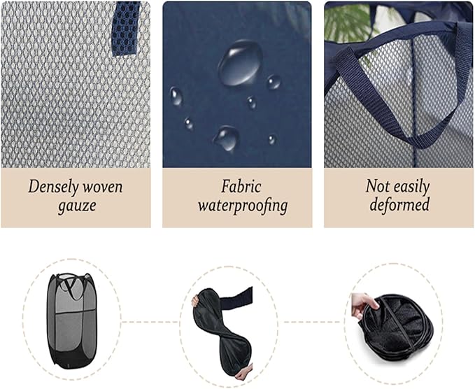 The upgraded pop-up laundry basket features a breathable side pocket mesh design