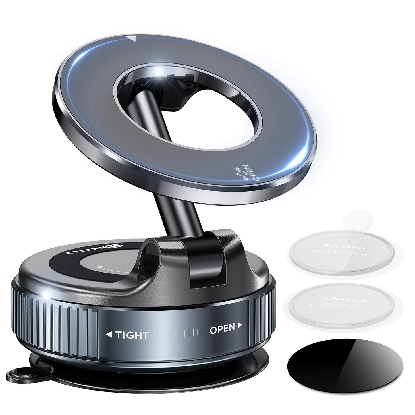 MSXTTLY Vacuum Magnetic Phone Holder for Car, 2025 Vmag-S1, Suction Phone Mount 360° Rotatable, Foldable & Adjustable, for iPhone 17 Pro MAX 16 15 14 13 12 & Android, Black