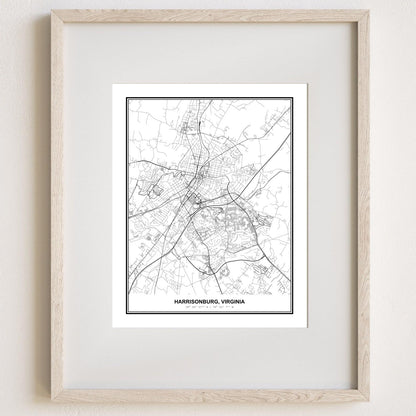 Susie Arts 11X14 Unframed Harrisonburg Virginia Wall Art Map Metropolitan City Road View Abstract Street Print Poster Decor Home Office sdm134