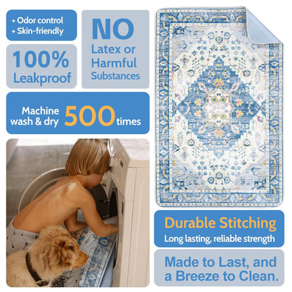 Washable Pee Pads for Dogs, 2 Pack Reusable Puppy Training Pads 102x67cm Super Absorbent Waterproof Dog Training Pads, Non-Slip Potty Pads for Floor, Crate, Whelping Pads Litter Mat Pet Supplies