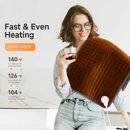XXXL Heating Pad for Back Pain Relief, Heated Pad for Neck/Shoulders/Legs/Knees/Feet/Cramps, 6 Heat Settings Auto-Off, Heat Pads for Women, Birthday Mothers Day Gifts for Mom Wife Grandma Her, 17"x33"