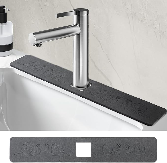 Sink Splash Guard Stone PNLLDDCN Non-Slip Diatom Mud Behind Faucet Mat