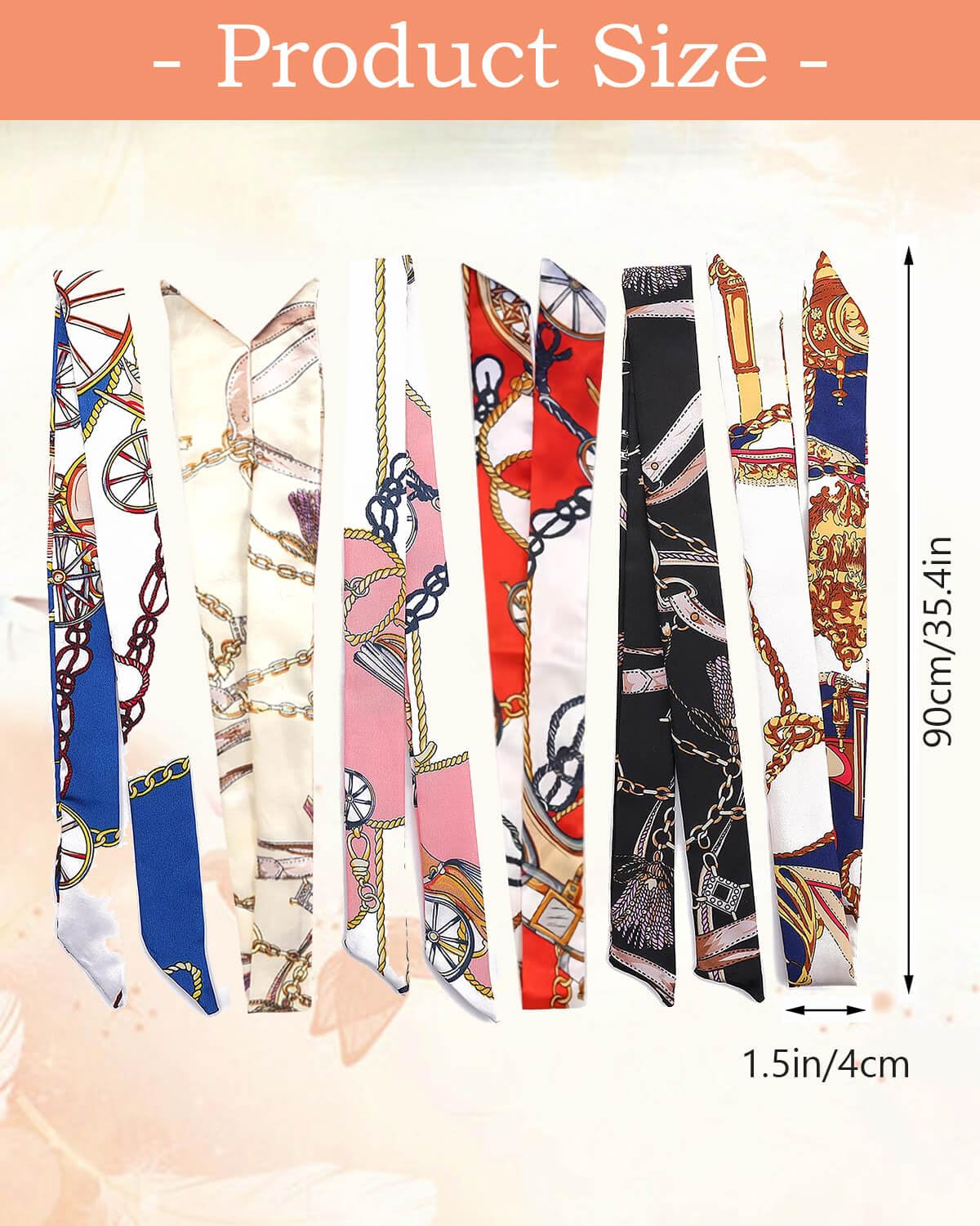 JELIEE 6 Pack Scarf Bags for Women - Narrow Scarf Hair & Neck Scarves - Fashion Gifts