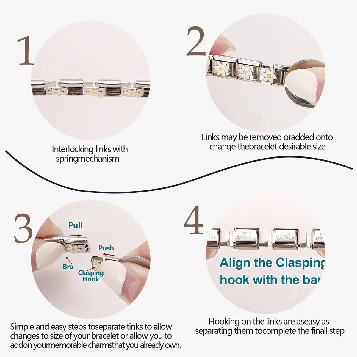 ITingstere Italian Charms Bracelet Sets with 1Pcs Gold Brascelet,20Pcs Charms and Opening Tools,9mm Italian Modular Charm Bracelet Link Handmade