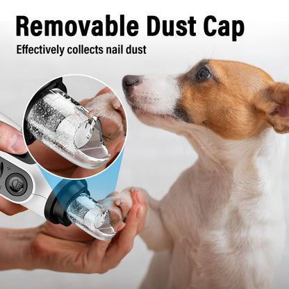 Casfuy Smart 6-Speed Dog Nail Grinder - 50% More Power Pet Nail Grinder with 2 LED Lights Quiet Rechargeable Electric Dog Nail Trimmers File Toenail Grinder for Large Medium Small Dogs & Cats (White)
