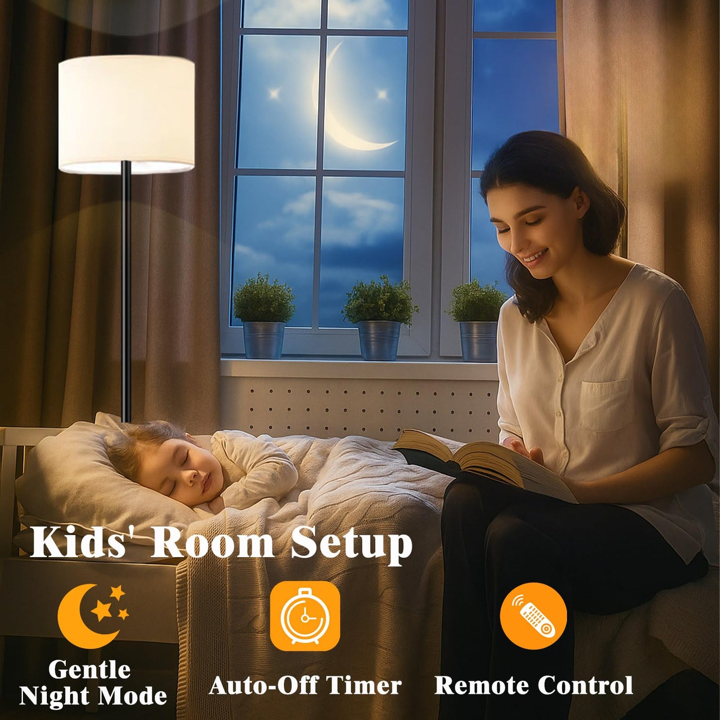 Fuvqeyes Smart Floor Lamp with APP & Remote Control - Dimmable RGB & White Light (3000K-6500K) for Living Room, Bedroom, Office - Modern Standing Lamp with 9W LED Bulb Included