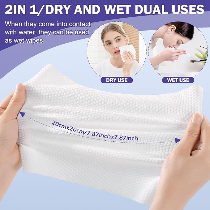 Face Towels, Disposable Face Towelette, Makeup Remover Dry Wipes 100 Count