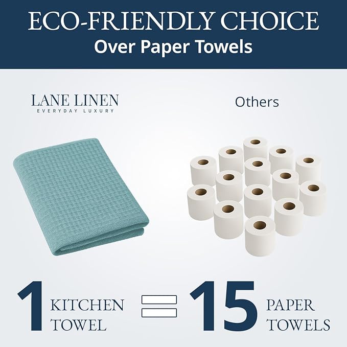 LANE LINEN Cotton Kitchen Towels and Dish Cloths Set, Quick-Drying Dish Towel