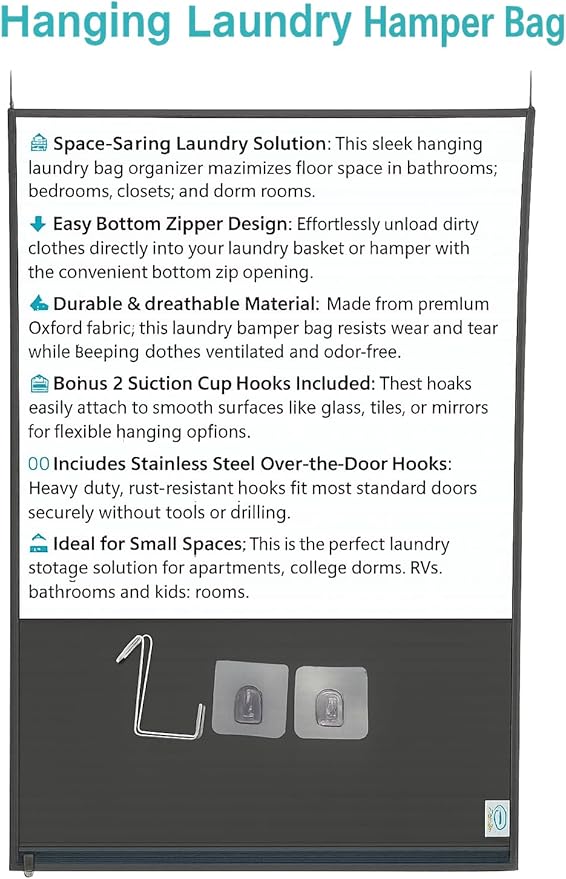 Hanging Laundry Hamper Bag – Space-Saving Dirty Clothes Storage