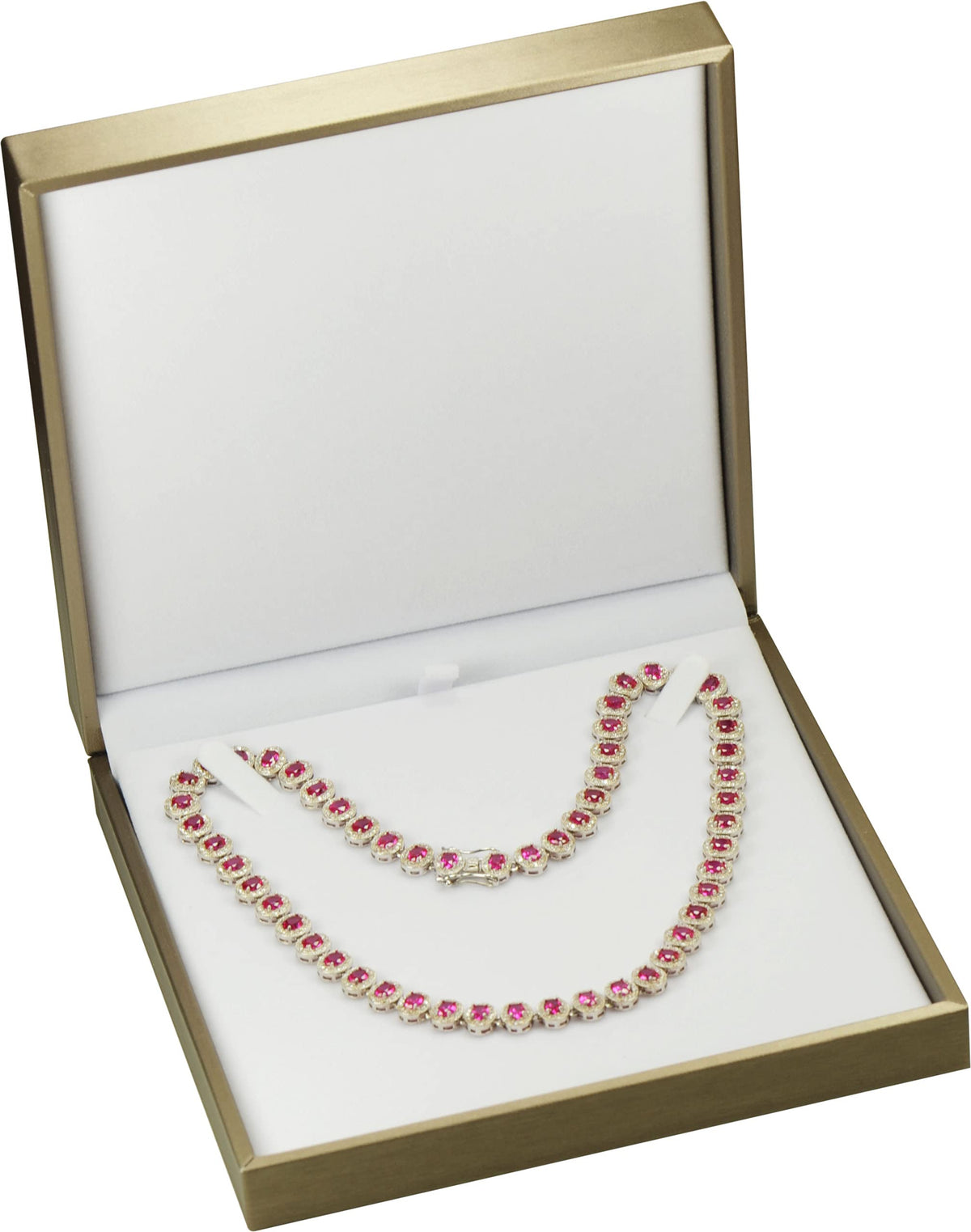 The Jewellery Pak Gold Color Big Necklace Chain Gift Box Luxury Soft Touch PU Leather Material Necklace Storage Box Size 6.42"(W)*6.42〞(D)*1.57〞(H)