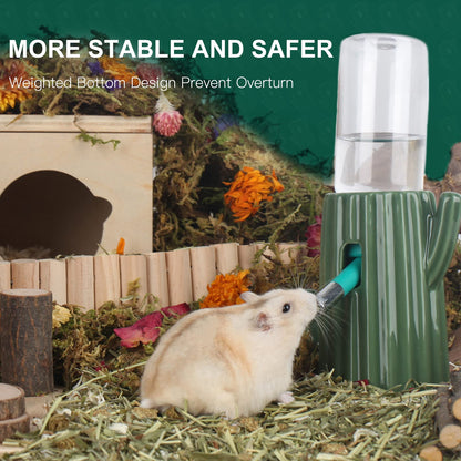 Bucatstate Hamster Drinking Bottle with Stand, 120 ml Small Animal Drinking Leak-Proof Nozzle, Hamster Accessories for Guinea Pigs, Rabbits, Chinchillas, Rats, Ferrets (Green)