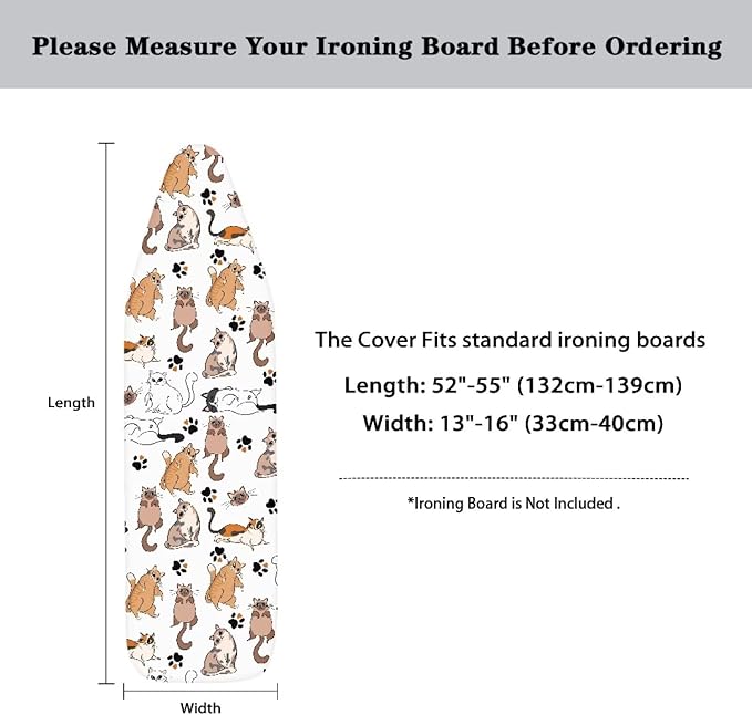 Sprowallow Cat Paw Print Ironing Board Cover and Pad Standard Size 15x54 inch