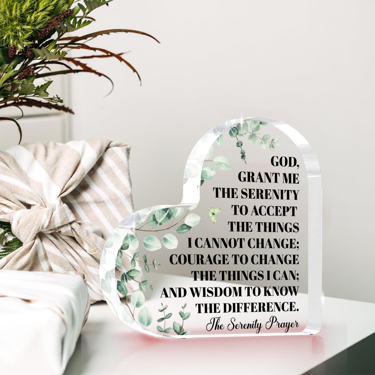 Christian Decor,Serenity Prayer Gifts,Christian Desk Decor,Inspirational Gifts for Women Men Bible Verse Home Office Prayer Room Acrylic Sign