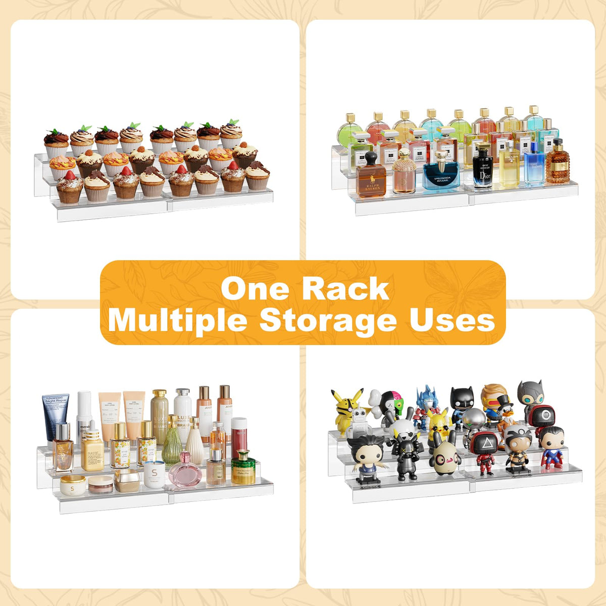 Adjustable Acrylic Can Rack Organizer for Pantry, 3 Tier Expandable Canned Storage Holder, Soda Can Dispenser Shelf Holds Up to 24 Cans, Clear Canned Display for Cabinet & Countertop (Patent Pending)