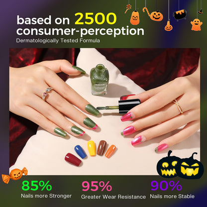 Morovan Dark Nail Polish Set: Glitter Green Dark Red Black Hot Pink Brown Shimmer Fingernail Polish Kit Air Quick Dry Nail Pack for Halloween Nail Art Manicure Gift Holiday Party for Women Girls