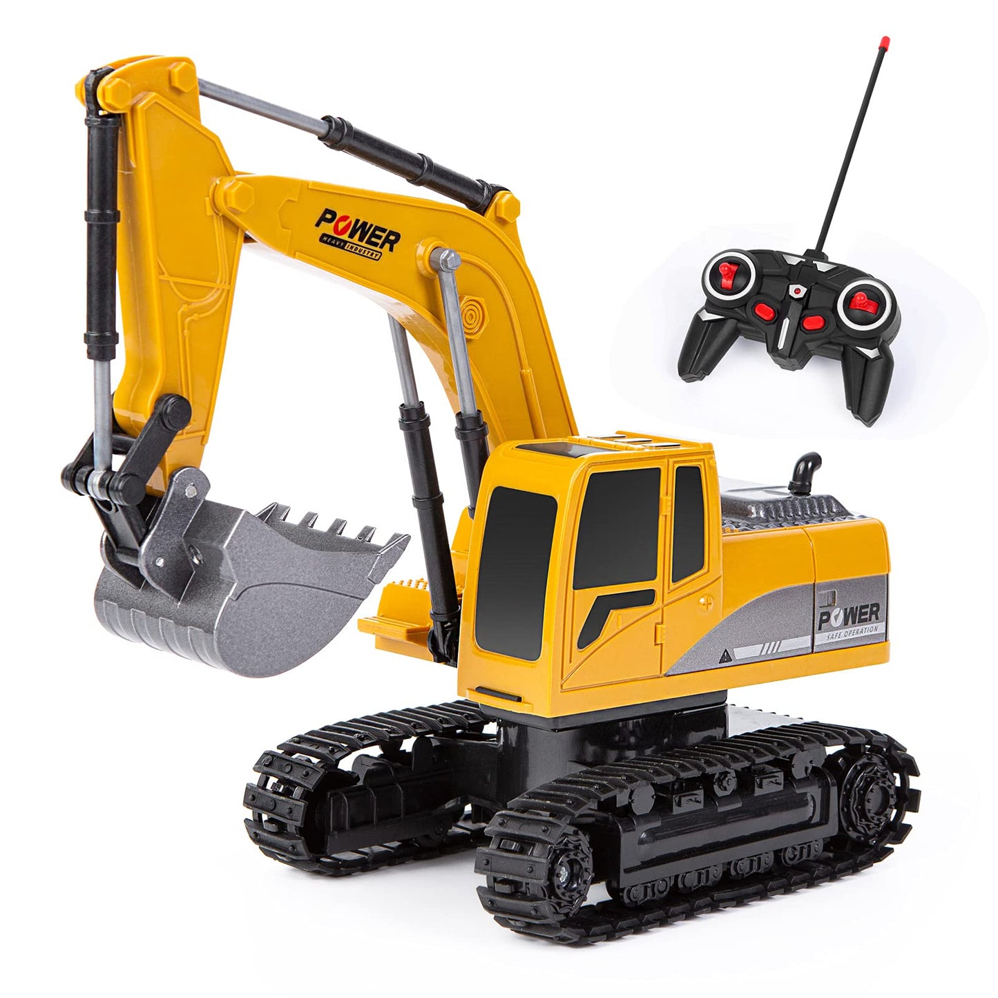 Thedttoy Remote Control Digger RC Excavator 2.4GHz Remote Control Excavator Diggers Construction Toys for Kids,6 Channel RC Diggers Tractor Toy w/Light, Birthday Xmas Gift for 3 4 5 6+ Year Old Boys