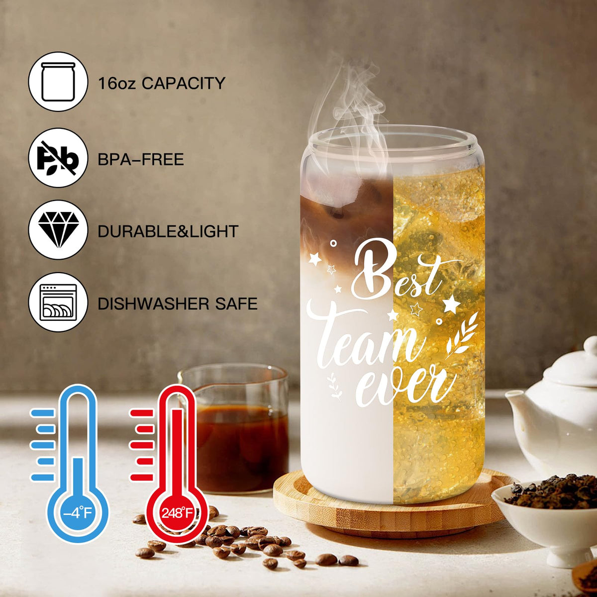 12 Set Employee Appreciation Gifts Bulk, Thank You Gifts for Coworker Staff Teacher Nurses Team, 16oz Can Shaped Beer Glass Cups Gift Box with Card for Women Men, Teacher's Day/Nurses Week