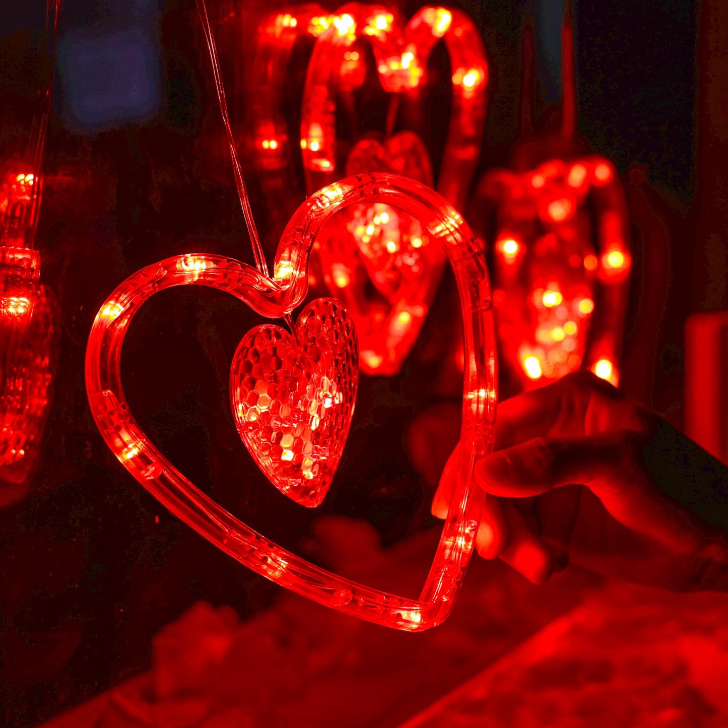 LOLStar Valentines Day Window Lights Decor with Timer, 3 Pack Battery Operated Red Heart-Shaped Window Decorations Silhouette Sucker LED Lamp Slow Fade Mode Romantic Light for 2026 Holiday Indoor Home