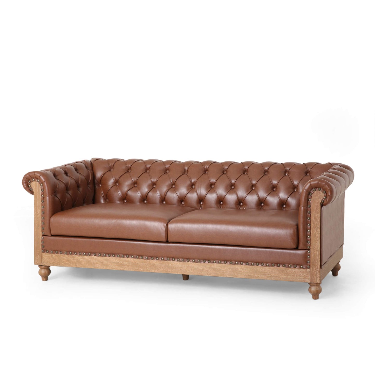 Christopher Knight Home Castalia Sofas, Cognac Brown + Natural