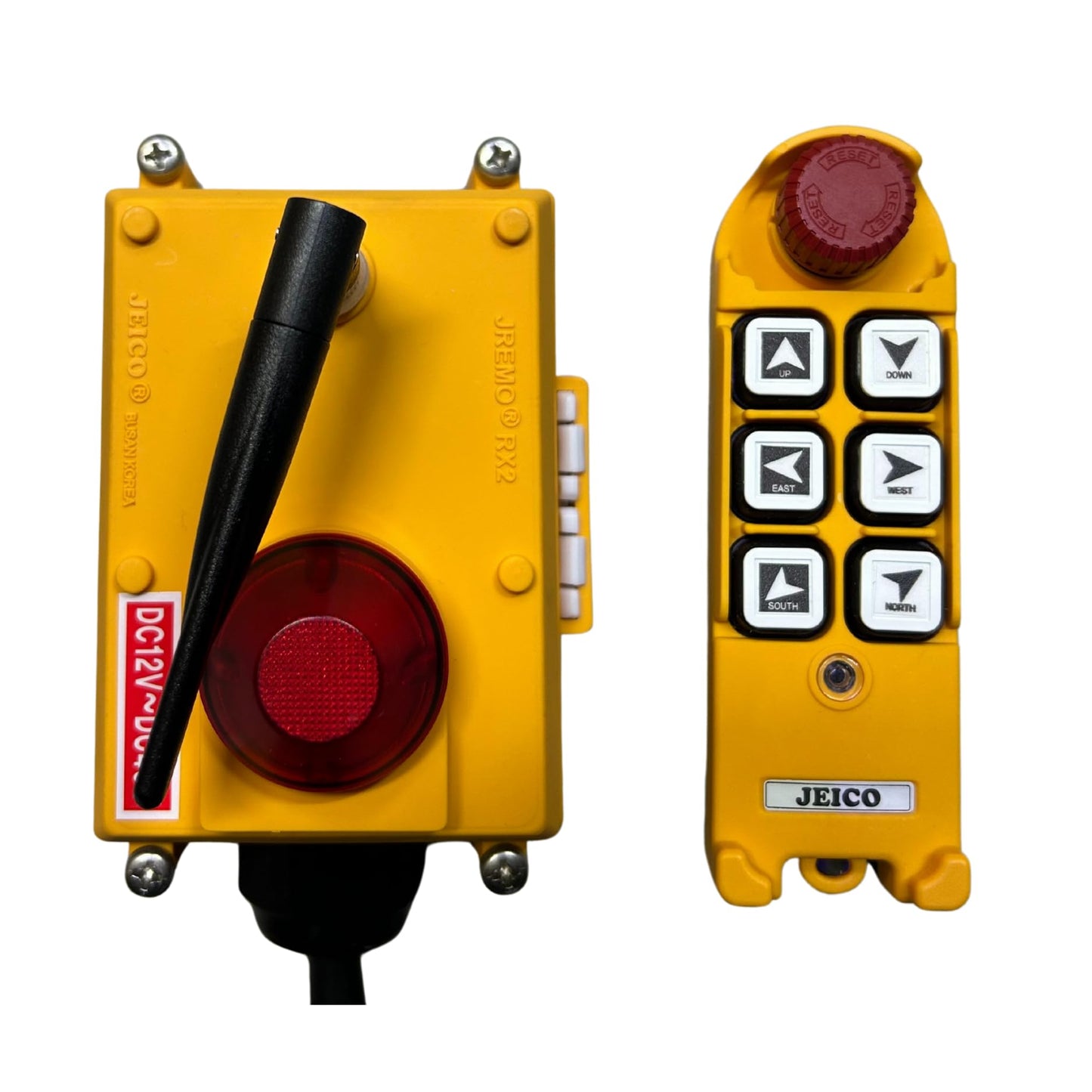JEICO Crane Hoist Industrial Wireless Remote 6 Buttons Controller JREMO 6K (1 Transmitter + 1 Receiver) Yellow, Made in Korea
