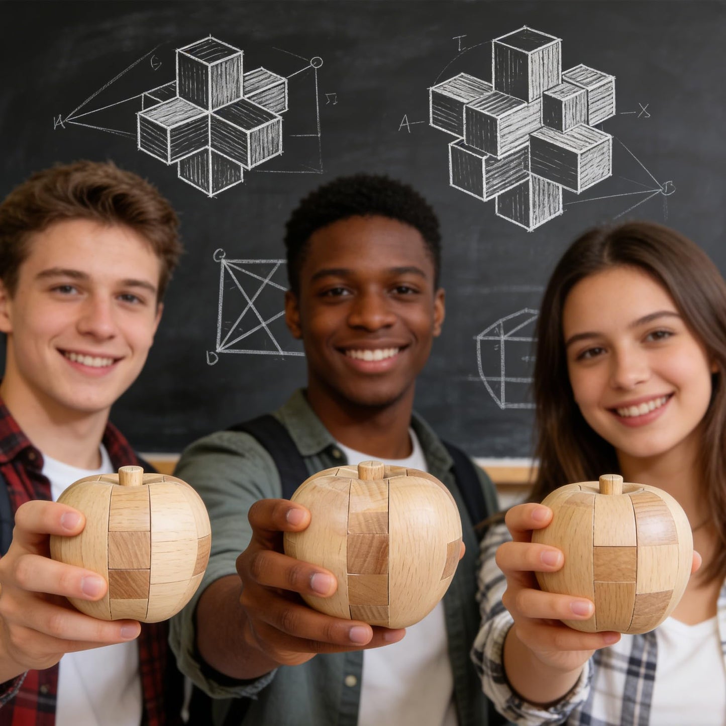 RICHOOSE Brain Teasers Wooden Apple Puzzles for Adults - Challenging 3D IQ Logic Games for Teens 14+, Stress Relief Desk Toys & Office Decor, Unique Gifts for Women,Men,Grandparents (Natural)