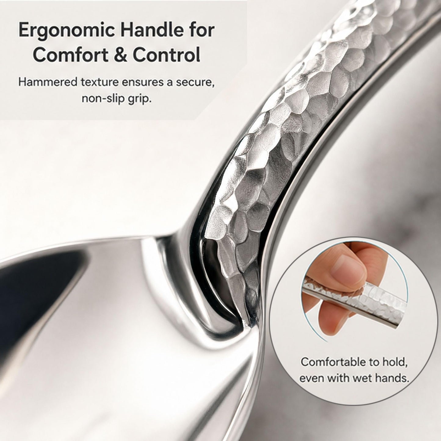 Stainless Steel Serving Spoon Set of 2, Solid Spoon & Slotted Spoon with Thick Non-Slip Ergonomic Handle, Heavy Duty Serving Utensils for Buffet, Party, Kitchen, 9.84 Inch