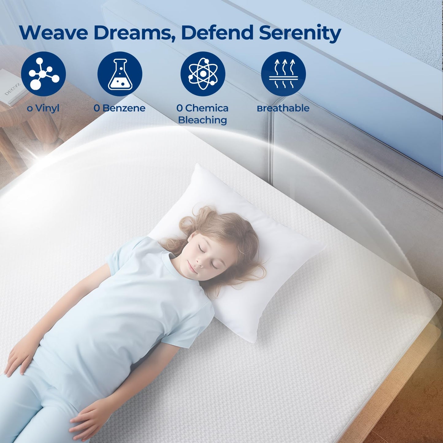 TASTELIFE Waterproof Mattress Protector Twin XL Size, 3D Air Fabric Breathable Mattress Cover with Deep Pocket Fitted Up to 8”-21”, Soft Noiseless Washable Bed Mattress Pad for Comfort & Protection