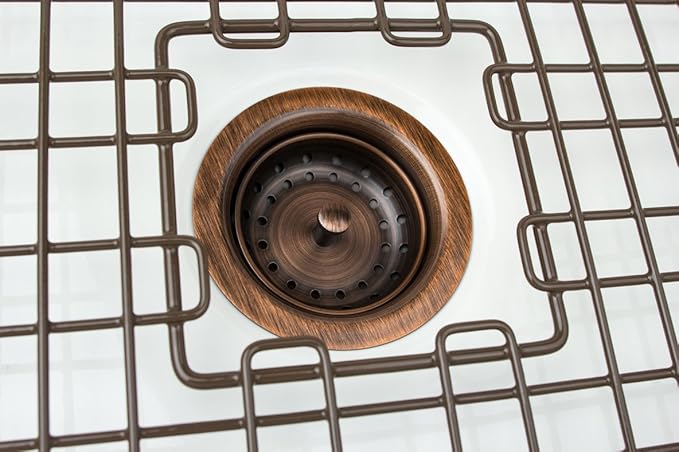 Sinkology Kitchen Sink Basket Strainer Drain TB35-01, Antique Copper