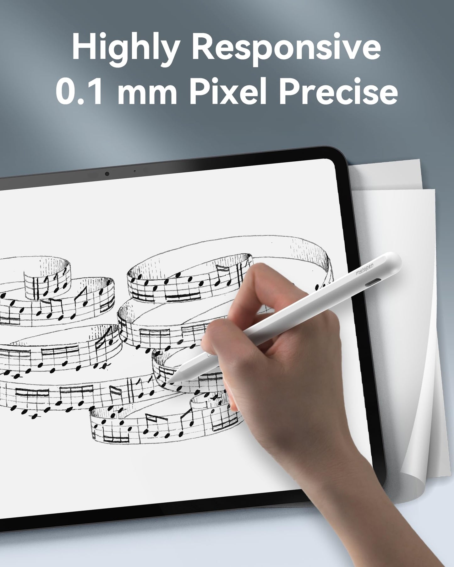 Metapen Pencil A11 for iPad 2018-2025, (Quick Button), 0.1mm Pixel Precise, 2X Faster Charge Stylus Pen Compatible Apple iPad 11 A16/10/9/8/7/6th Gen, Pro 12.9/11/13-inch M4, Air 3/4/5/M2/M3, Mini 5/6
