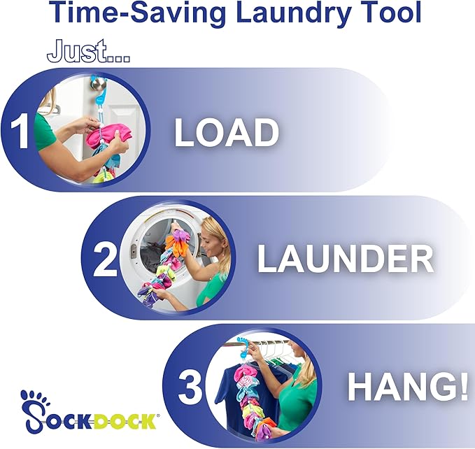 Sock Laundry Solution for Washing Drying & Storing Socks in Pairs, Clip & Hold