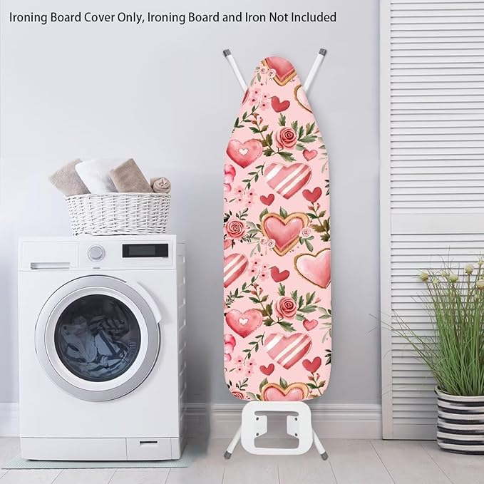 Pink Rose Ironing Board Cover Love Heart Iron Board Cover Thick Romantic Home