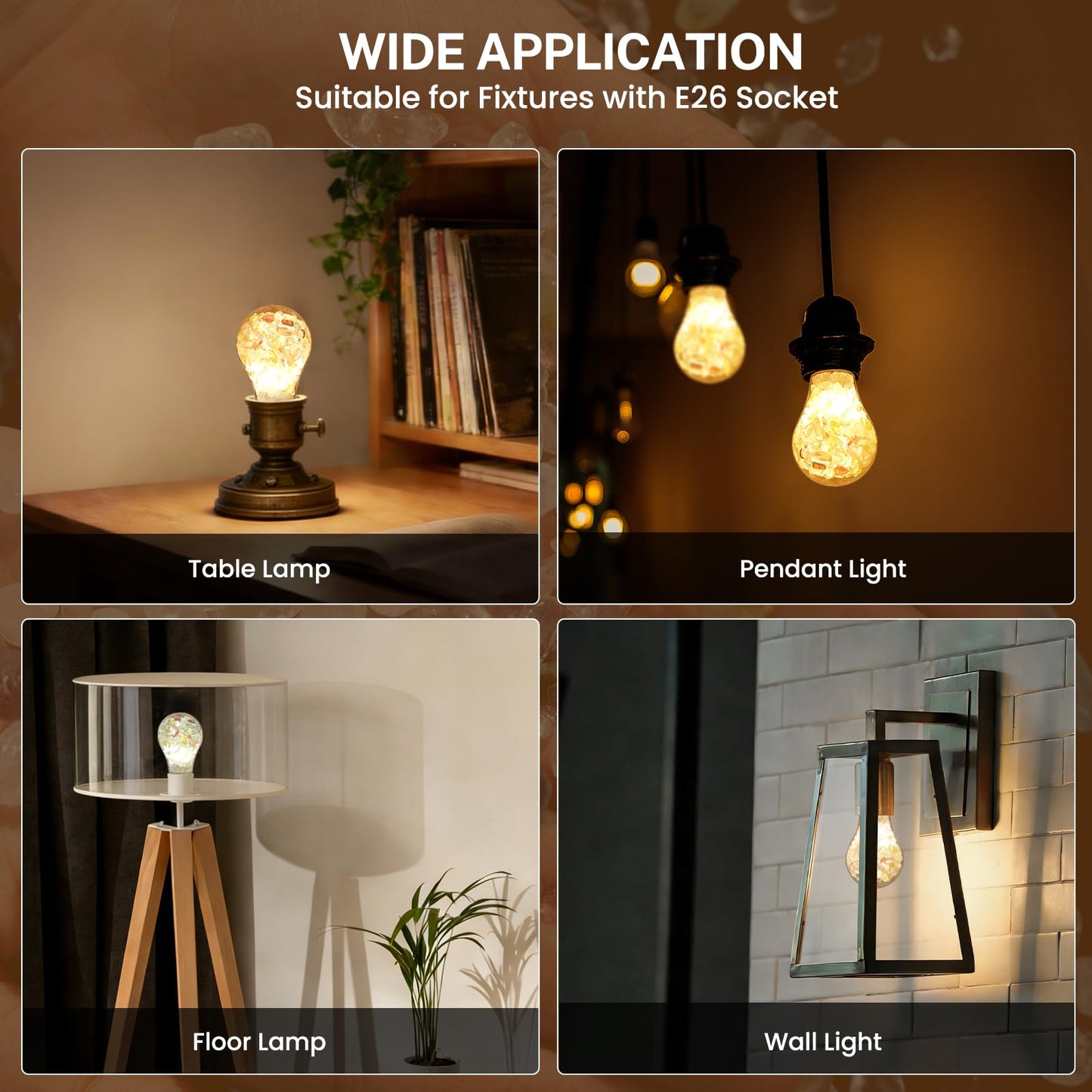 Zuria E26 LED Bulb Crystal Light Bulb, 40 watt Light Bulbs Soft Warm White, 2700K/4000K/6000K, Non-Dimmable, 5W E26 Edison Screw Bulbs for Yoga Nightlight Bedroom Living Home Decor, 2-Pack