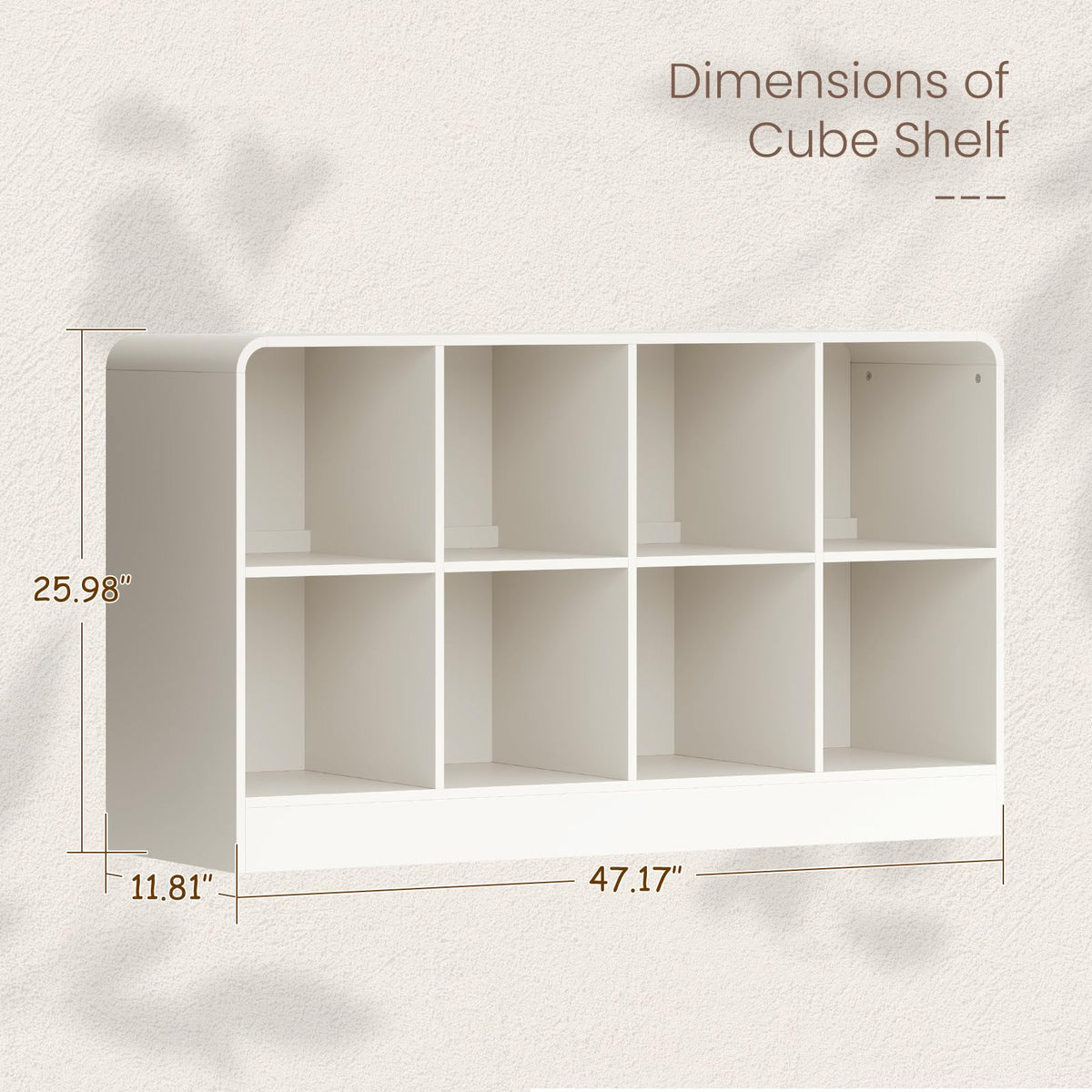 EXPERLAM White 8 Cube Storage Organizer with Rounded Edges and Reinforced Base, Low Horizontal Cube Bookshelf, Wooden Cube Shelf Bookcase for Living Room, Kids Room, Bedroom, TV Stand